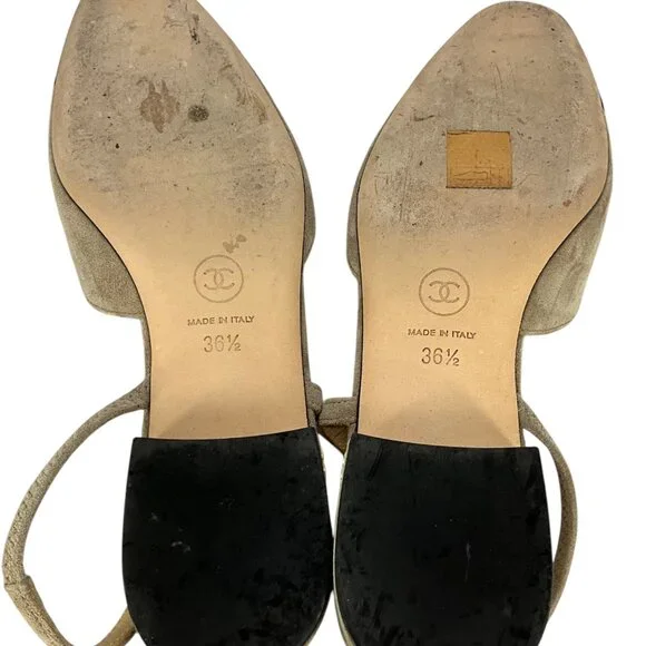 CHANEL Suede Cap Toe CC Slingbacks Size 6.5 - Picture 7 of 7